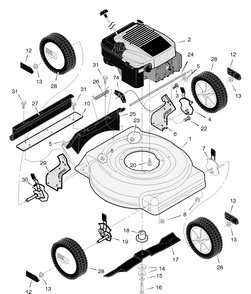 Mower Housing Assembly Diagram and Parts List for 20416X50F 2004 Briggs and Stratton Lawn Mower